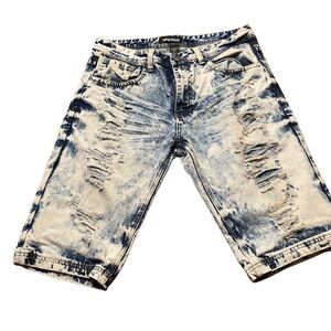 IMPERIOUS Acid Wash Distressed Denim Shorts – Men’s W38